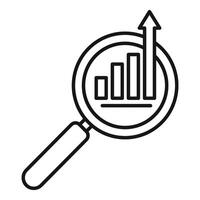 Magnifying glass on growth chart icon vector