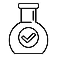 Approved laboratory flask line icon vector