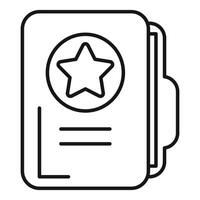 Star icon on document line art illustration vector