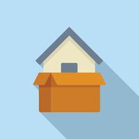 Flat design illustration of house emerging from cardboard box vector
