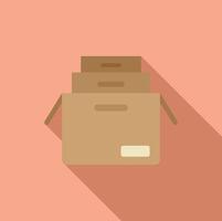 Open cardboard box icon on pink background vector