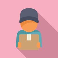 Delivery person icon on pink background vector