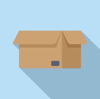 Flat design cardboard box icon on blue background vector