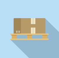 Flat design cardboard box on wooden pallet icon vector