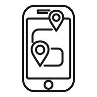 Smartphone with navigation app line art icon vector