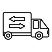 Simple line icon of a delivery truck with directional arrows, perfect for logistics themes vector