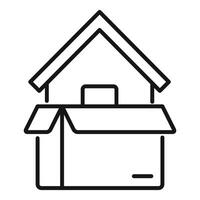 Simple line icon of a home merging with a moving box vector