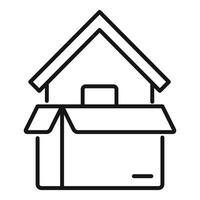 Simple line icon of a home merging with a moving box vector