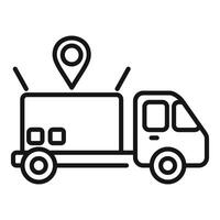 Delivery truck icon with gps pin vector