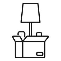 Moving house concept with a lamp and box icon vector