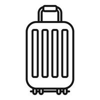 Black line icon of a modern rolling suitcase for travel and tourism themes vector