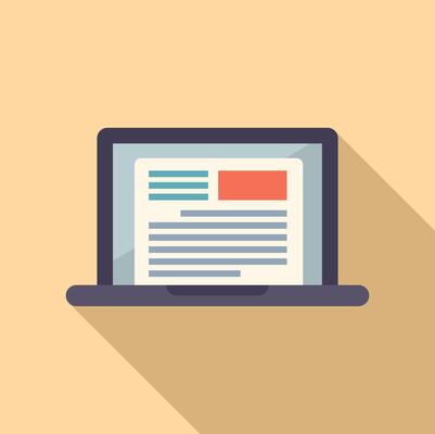 Modern laptop with flat design illustration