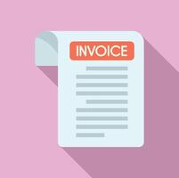 Flat design invoice icon on pink background vector