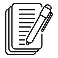 Outline icon of notepad and pencil vector