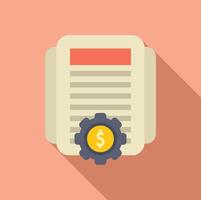 Flat design icon of a document with a cogwheel and dollar symbol representing costefficiency in business vector