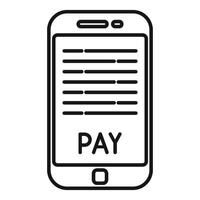 Line art illustration of a smartphone with pay text on the screen, representing online payment vector