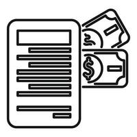 Financial planning icon with document and money vector