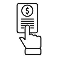 Hand selecting financial document icon vector