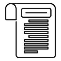 Outline of a paper document icon vector