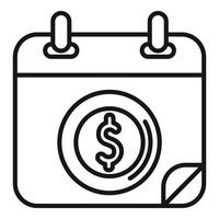 Line art icon of a calendar with a dollar sign, symbolizing money management and dates vector