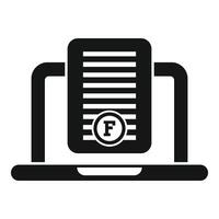 Digital document with f stamp icon on laptop screen vector