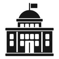 Simplified black icon of a government building with a flag on top vector