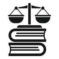 escamas de justicia en libros icono vector