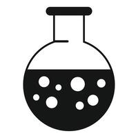 Laboratory flask with bubbling liquid icon vector