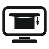 Graduation cap icon on computer screen illustration vector