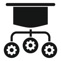 Graduation cap with gears concept icon vector