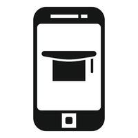 Icon depicting a smartphone with a graduation cap, symbolizing mobile learning and technology in education vector