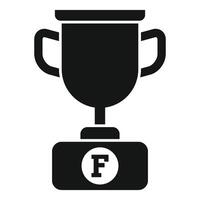 Champion trophy cup with letter f icon vector