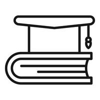 Graduation cap on books line icon vector