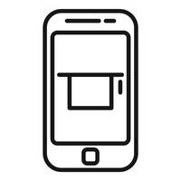 Outline icon of a smartphone with package delivery tracking vector