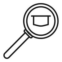 Graduation cap magnifying glass icon vector