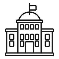 Simple line icon representing a government building with a flag on top vector