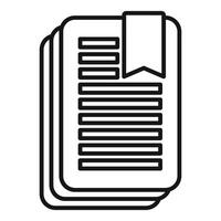 Stack of black line art documents with bookmark vector