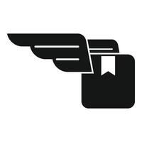 Black and white icon of winged document vector