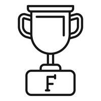 Line art illustration of a trophy cup marked with the letter f, representing victory or first place vector