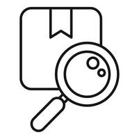 Line art icon of magnifying glass and package vector