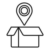 Location pin on cardboard box icon vector