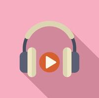 Flat design icon of headphones with play button vector