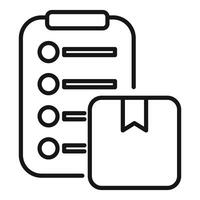 Black and white clipboard and package icon vector