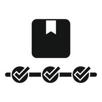 graphic of a bookmarked square above a checkmark progress tracker vector