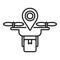 Delivery drone icon with location pin vector