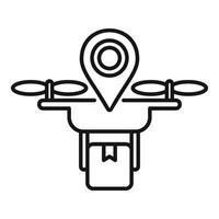 Delivery drone icon with location pin vector