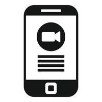 Black and white graphic of a smartphone displaying a icon and text lines vector