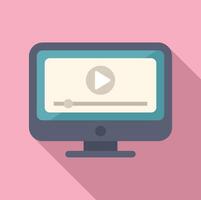 Flat design graphic of modern desktop with play button vector