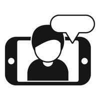 Mobile selfie icon with speech bubble vector