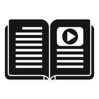 Open book with play button icon vector